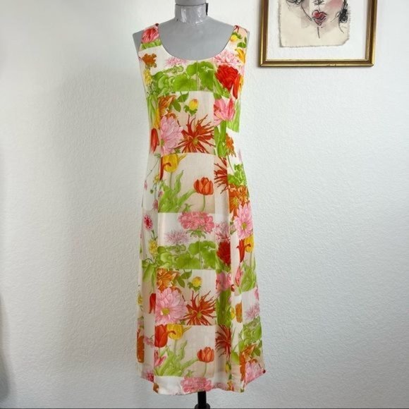 KENZO Paris Floral Y2K Patch Midi Slip Dress